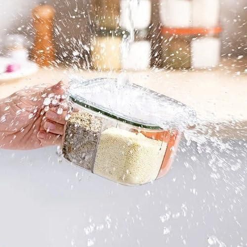 5-Section Transparent Spice Box – Compact Masala Organizer for Kitchen