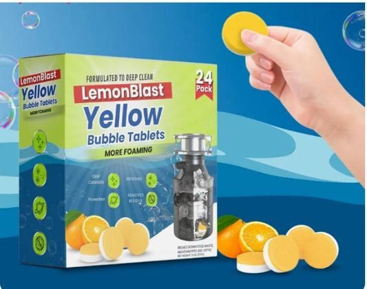 LemonBlast Yellow Bubble Tablets – Drain & Odor Cleaner (24 Tablets)