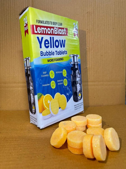 LemonBlast Yellow Bubble Tablets – Drain & Odor Cleaner (24 Tablets)